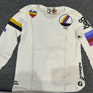 GAP free city women’s  White Long Sleeve Shirt with Colorful Accents